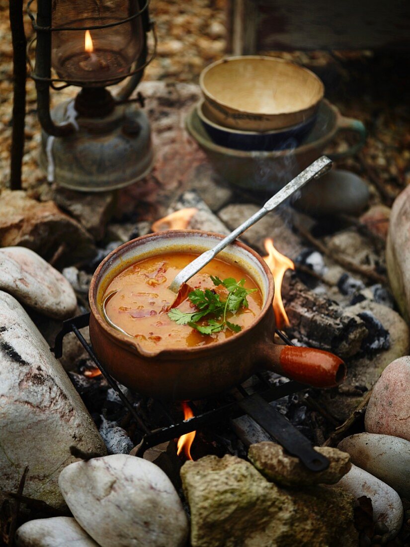 Spicy grilled pumpkin soup