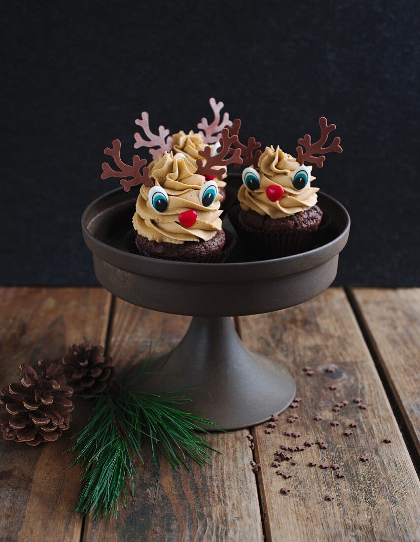 Weihnachtliche Rentier-Cupcakes