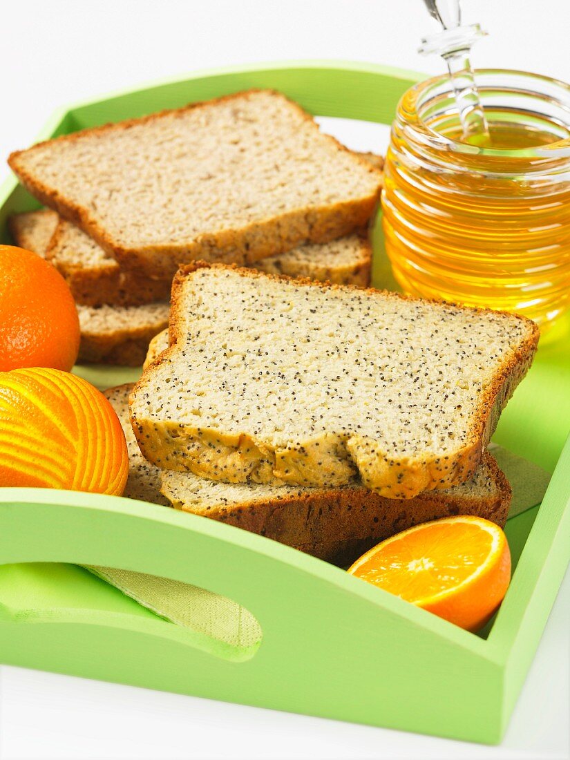 Honey and orange bread with poppy seeds