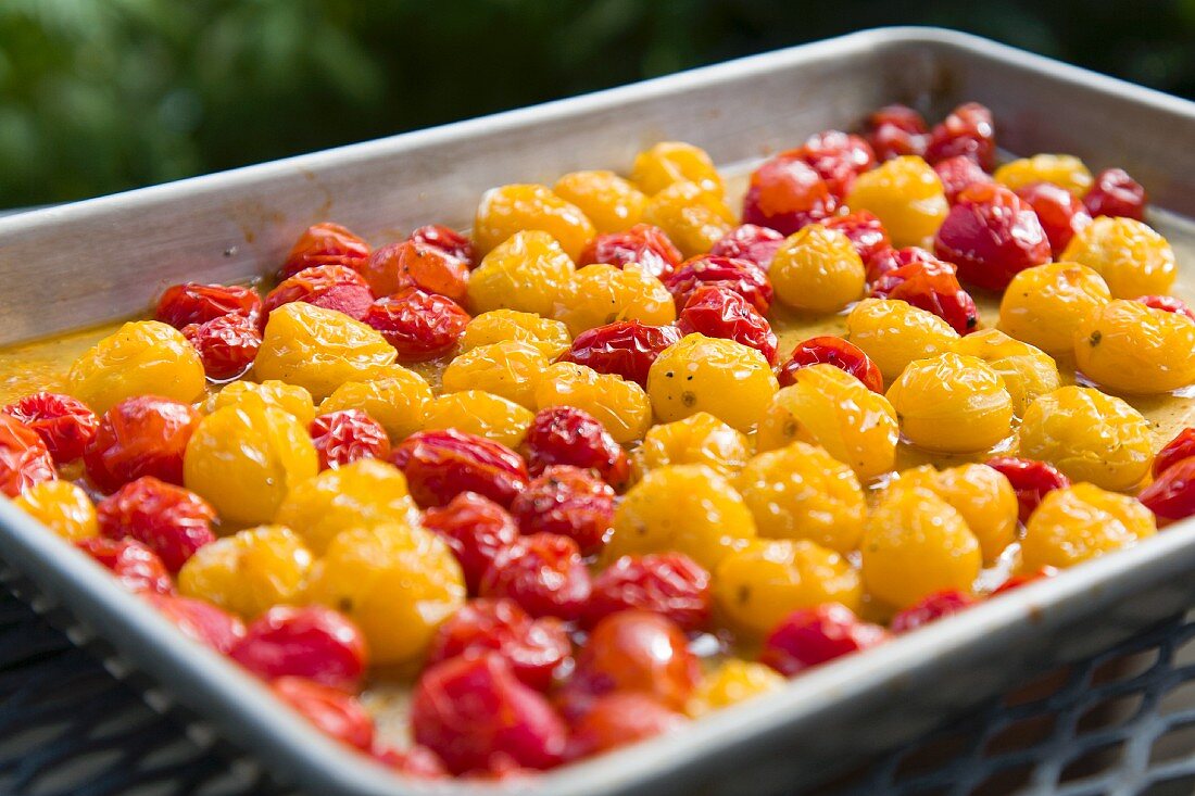 Roasted red and yellow cherry tomatoes