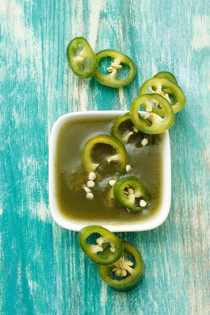 Green chilli sauce (seen from above)