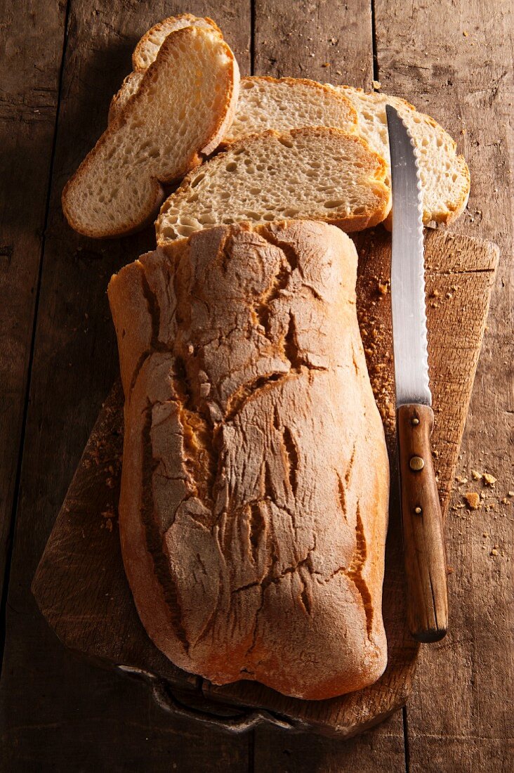 Sliced ciabatta bread