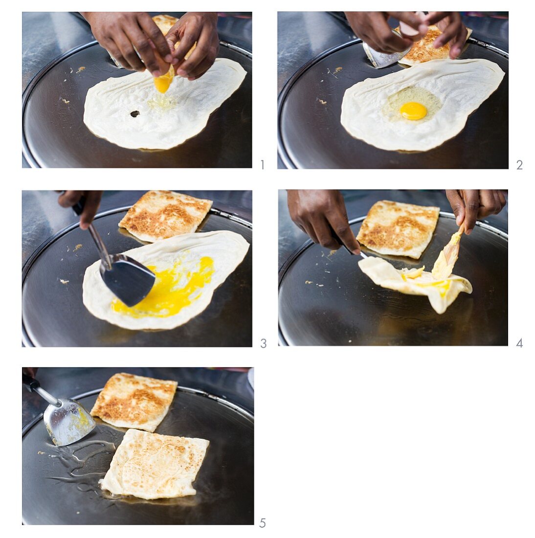 Pancakes being made at a street stall in Bangkok, Thailand