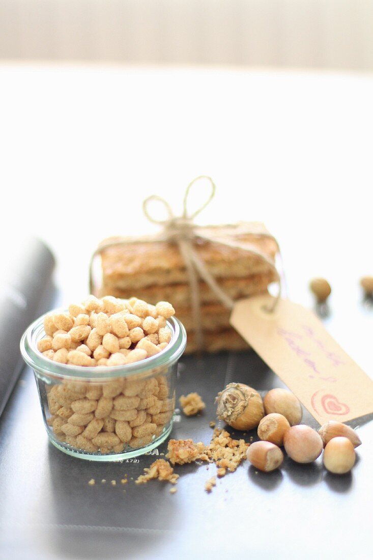 Hazelnuts and muesli bars as a gift