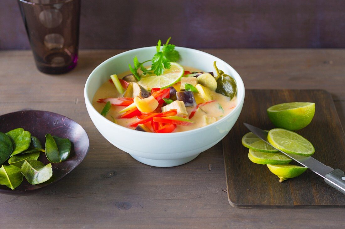 Ginger and lemon soup with peppers