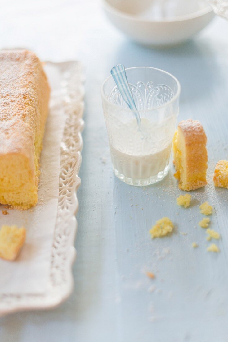 An Israeli orange sponge cake, sliced