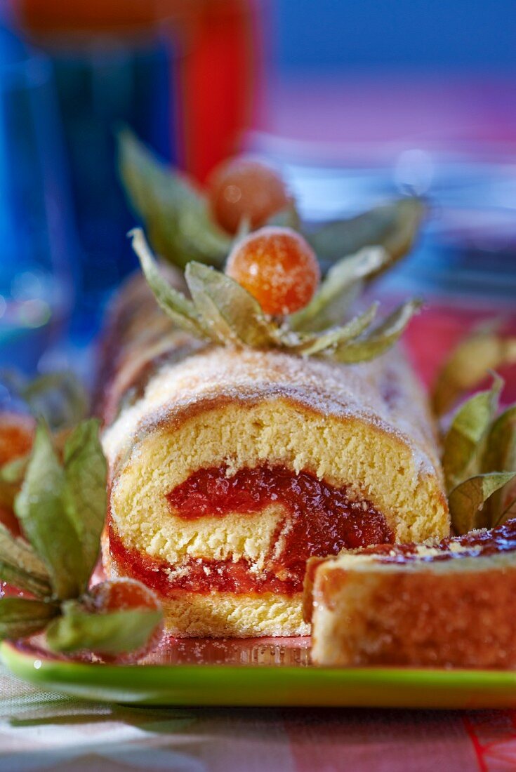 A Swiss roll with a physalis filling