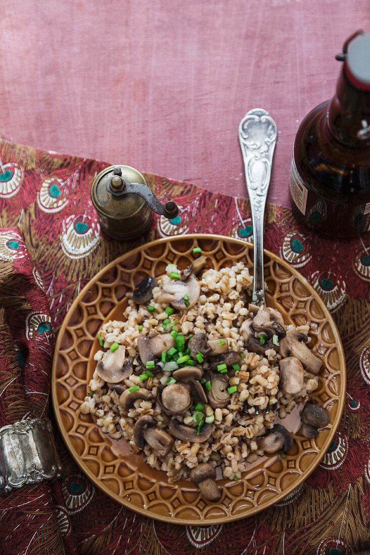 Gerstenrisotto mit Pilzen