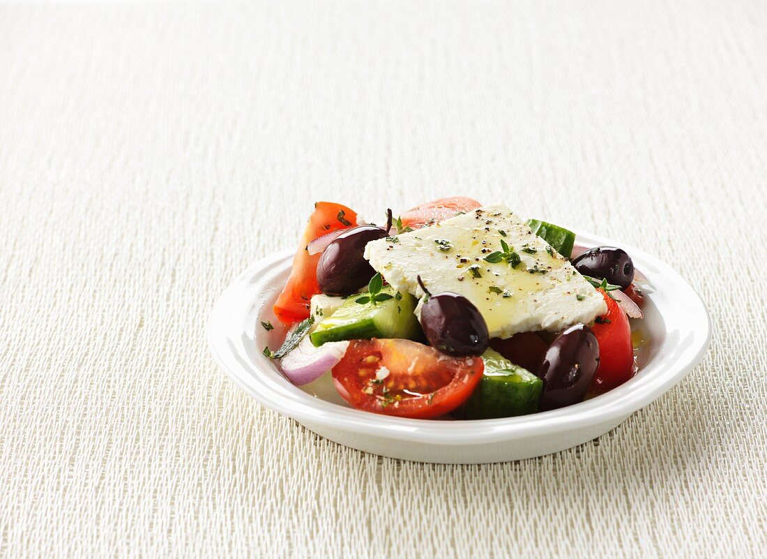 Greek salad with olives and feta cheese