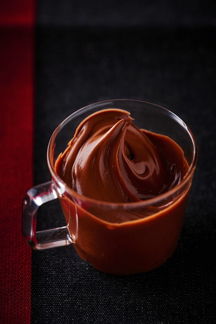A glass of chocolate nougat cream
