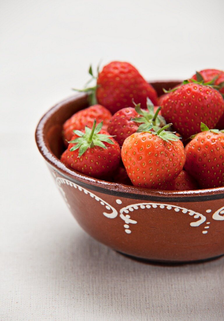 Frische Erdbeeren in einer Keramikschüssel