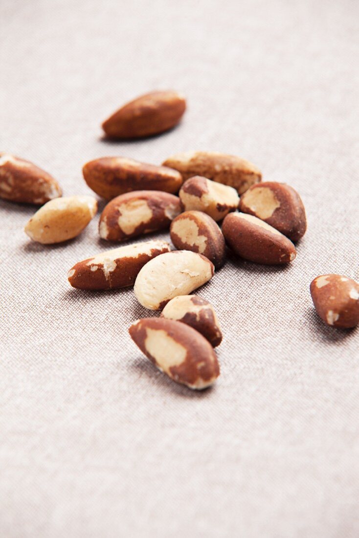 Brazil nuts on a tablecloth