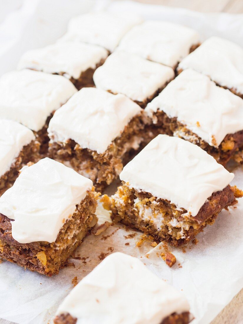 Carrot cake, diced