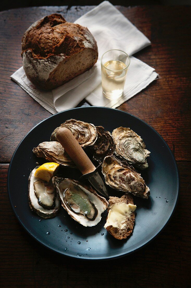 Marennes oysters with bread