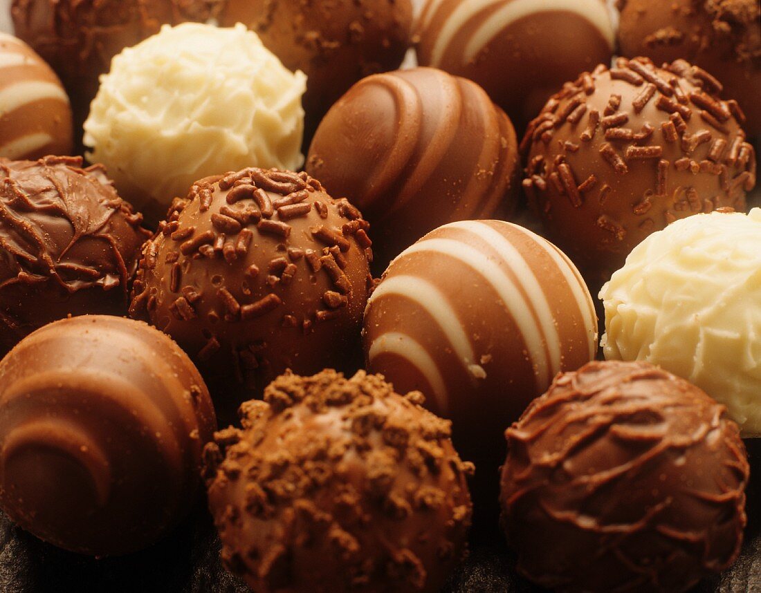 Chocolate truffles, close up
