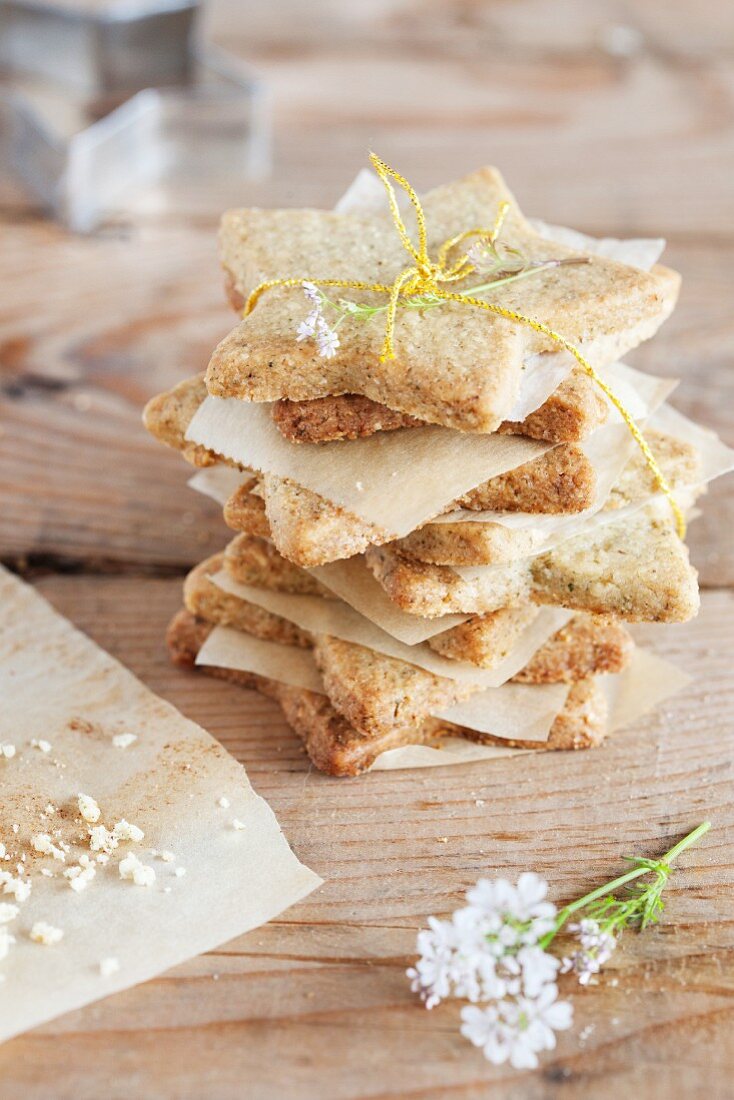 A stack of star-shaped biscuits as a gift