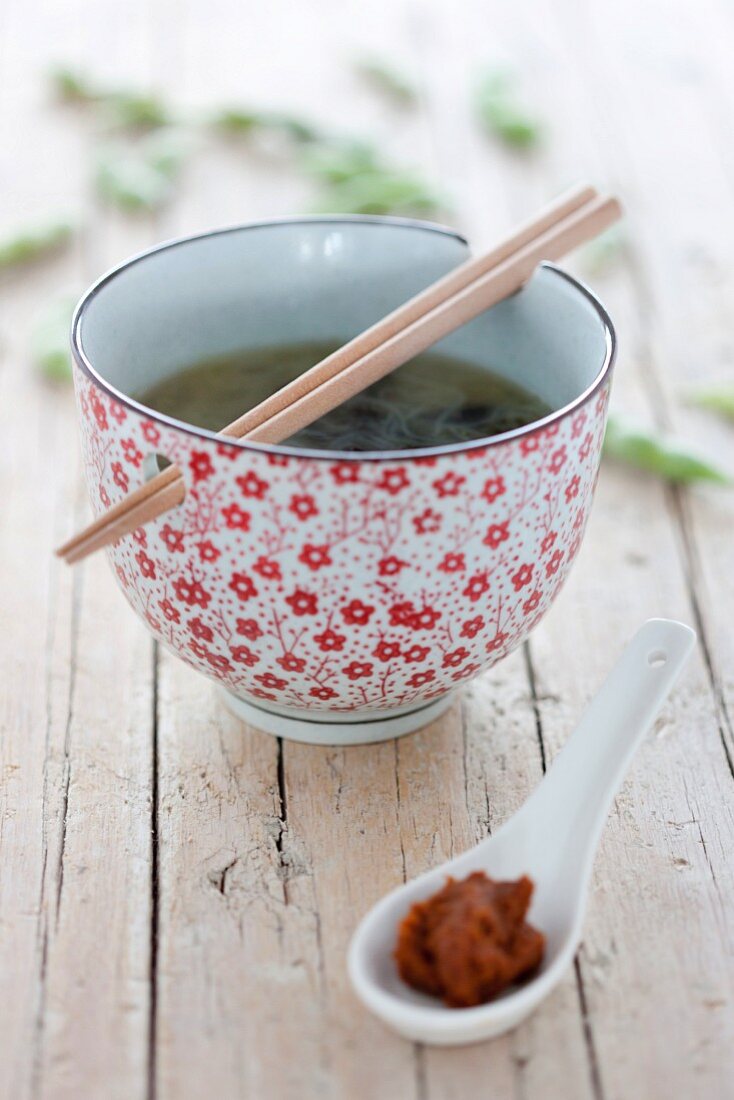 Miso soup with red miso paste