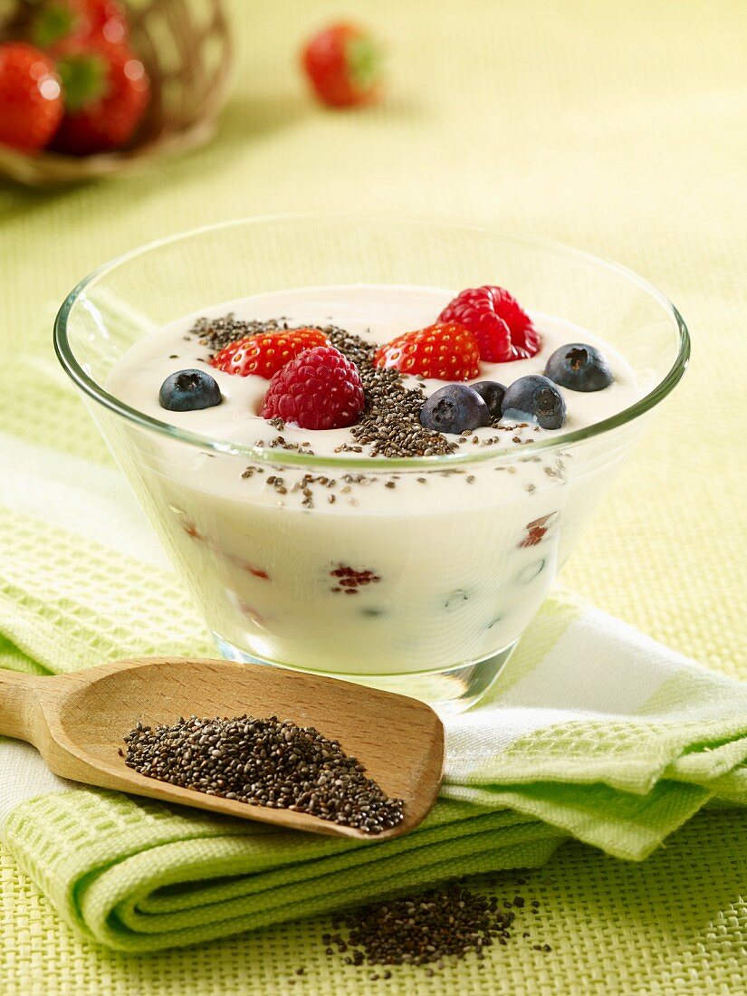 Berry yoghurt with chia seeds