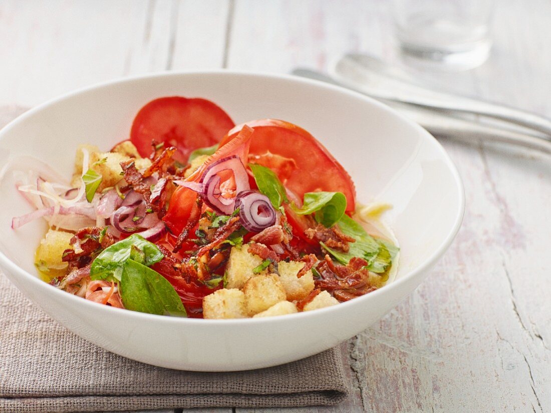 Tomato salad with a bacon dressing
