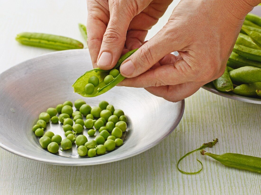 Peas being shelled