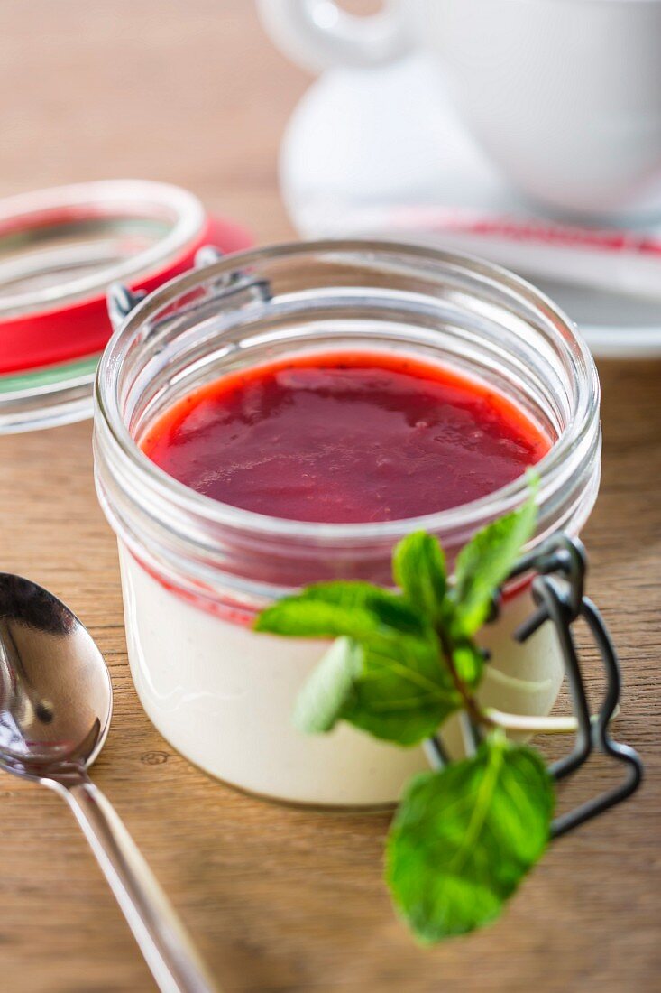 Panna cotta with strawberry mousse