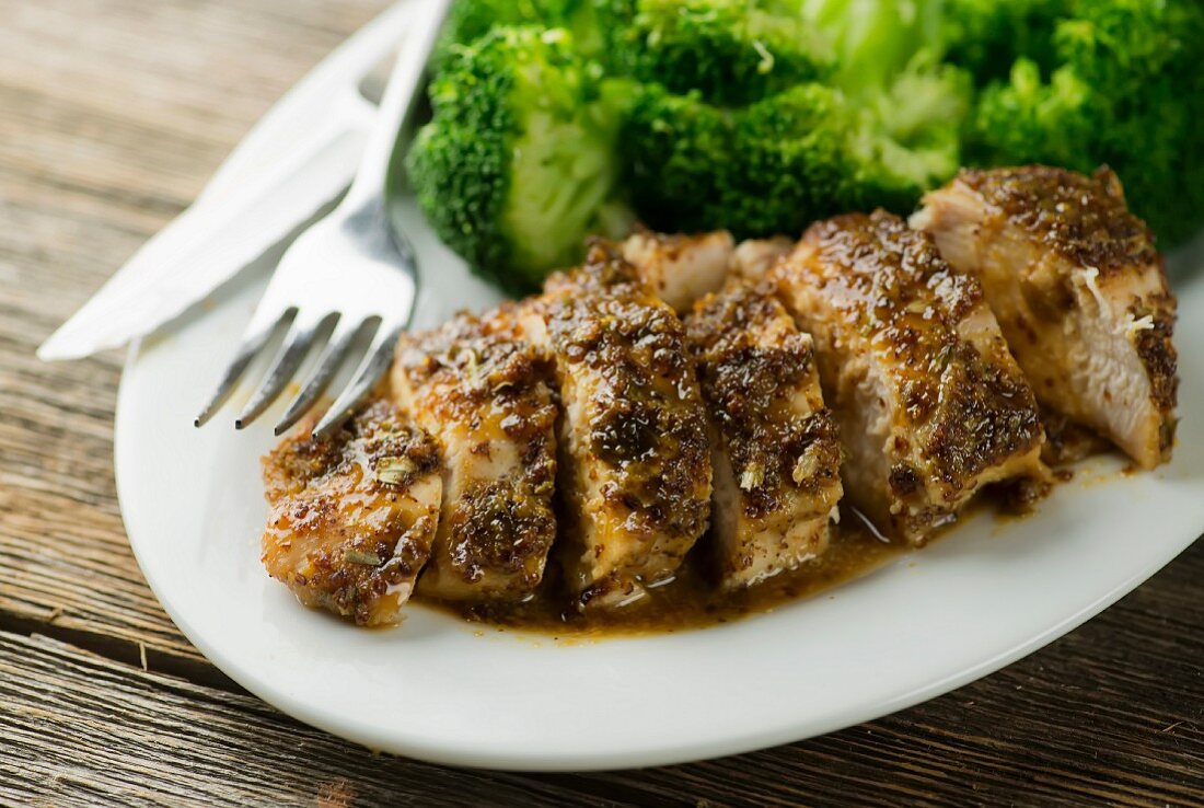 Mustard chicken with broccoli