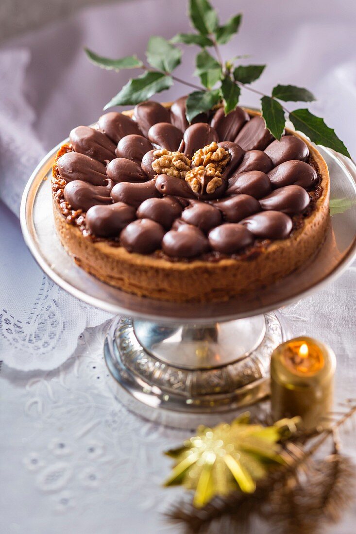 Weihnachtliche Schokoladen-Walnuss-Torte aus Polen