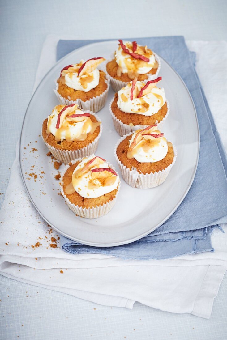Apple sauce cupcakes with a toffee topping