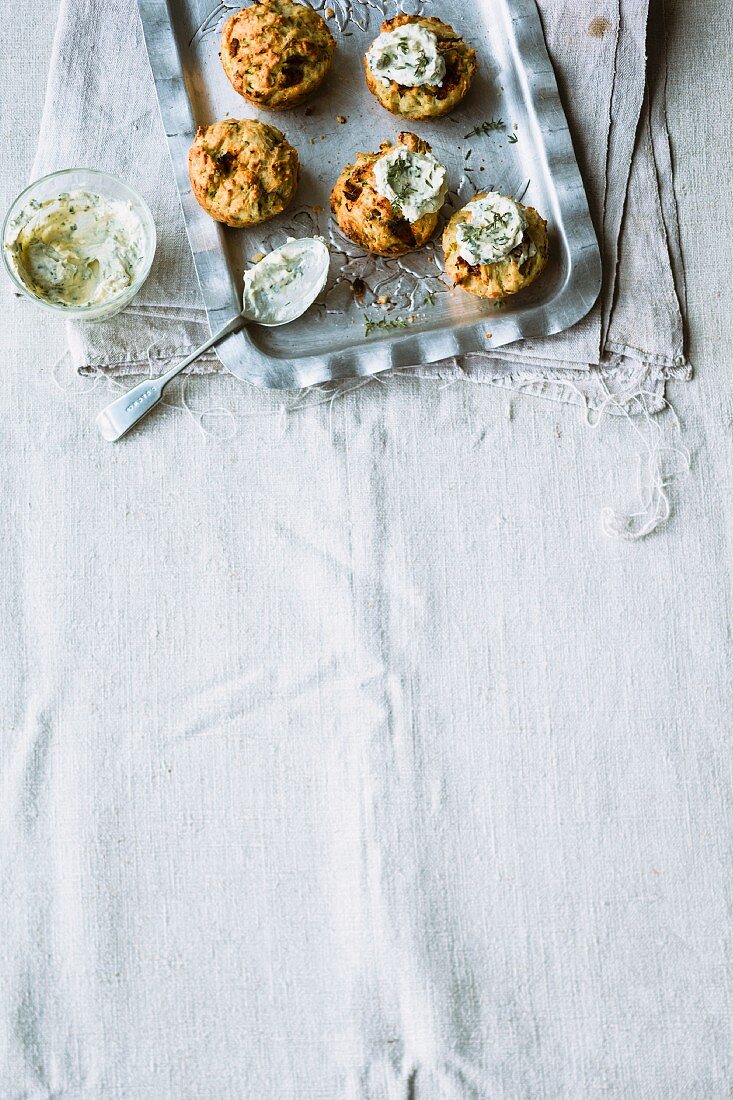 Courgette and cheese cupcakes