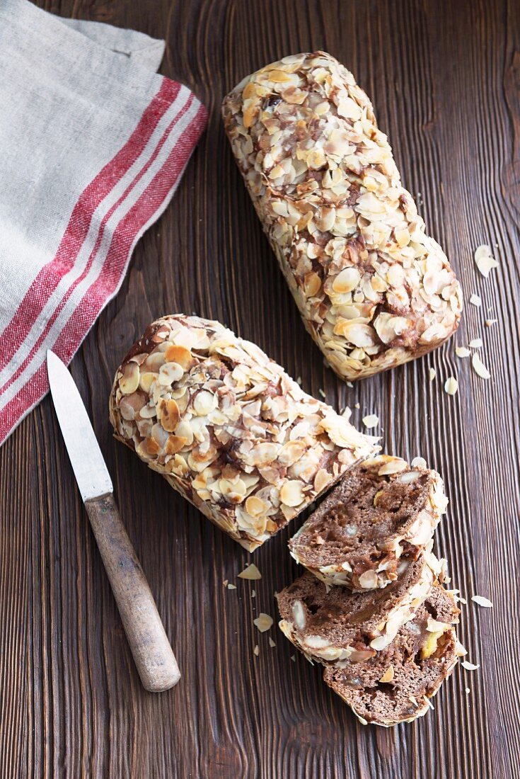Homemade bread with almonds