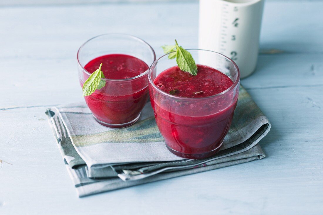 Grapefruit and banana smoothie with beetroot juice and ginger