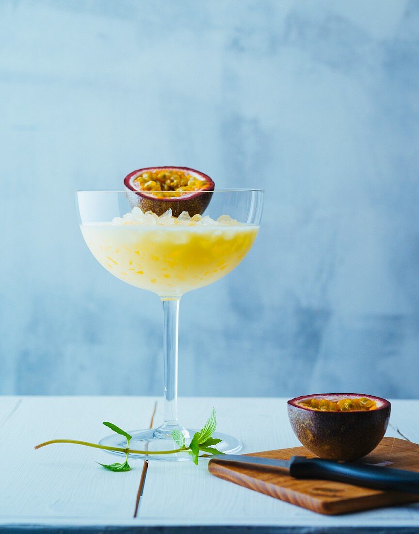 A Prince cocktail made with passion fruit juice