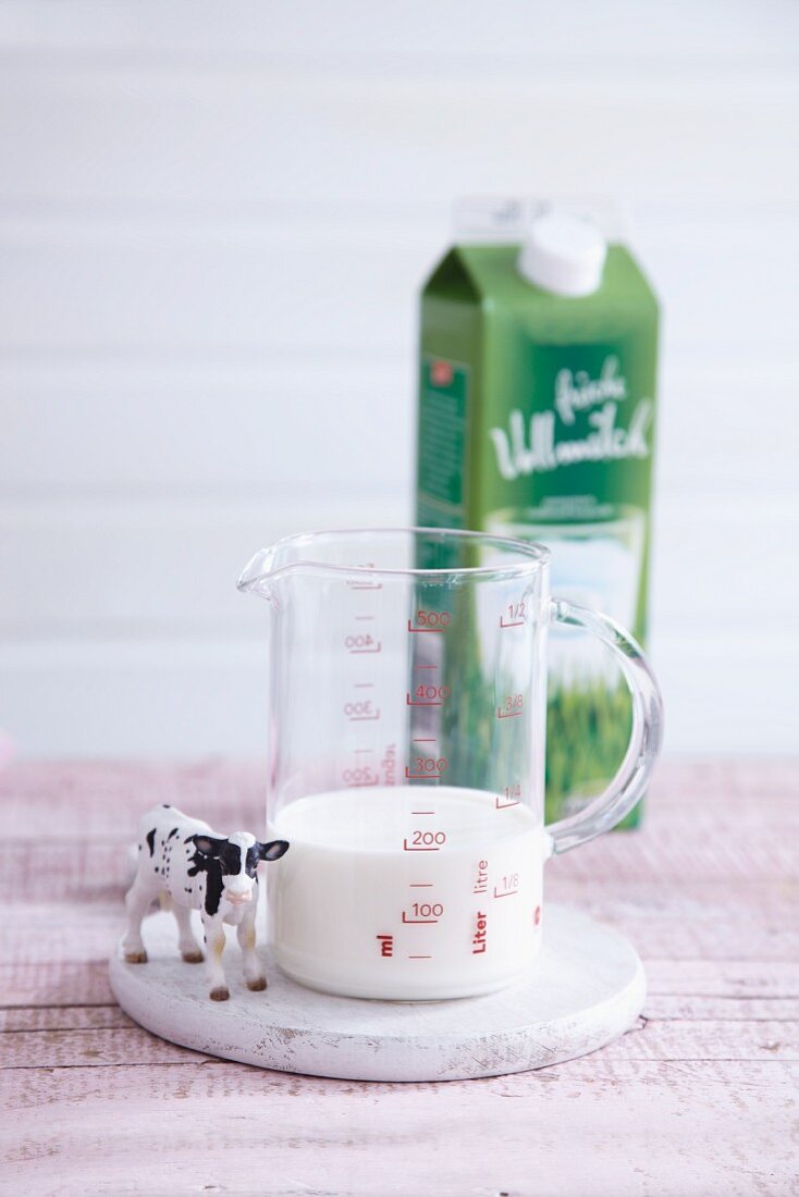 200 ml milk in a measuring jug