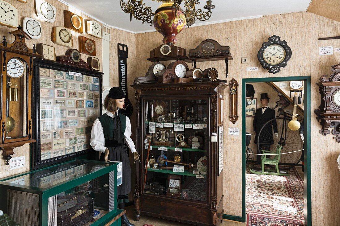 Exhibition pieces and clocks in the clock museum in Bad Iburg