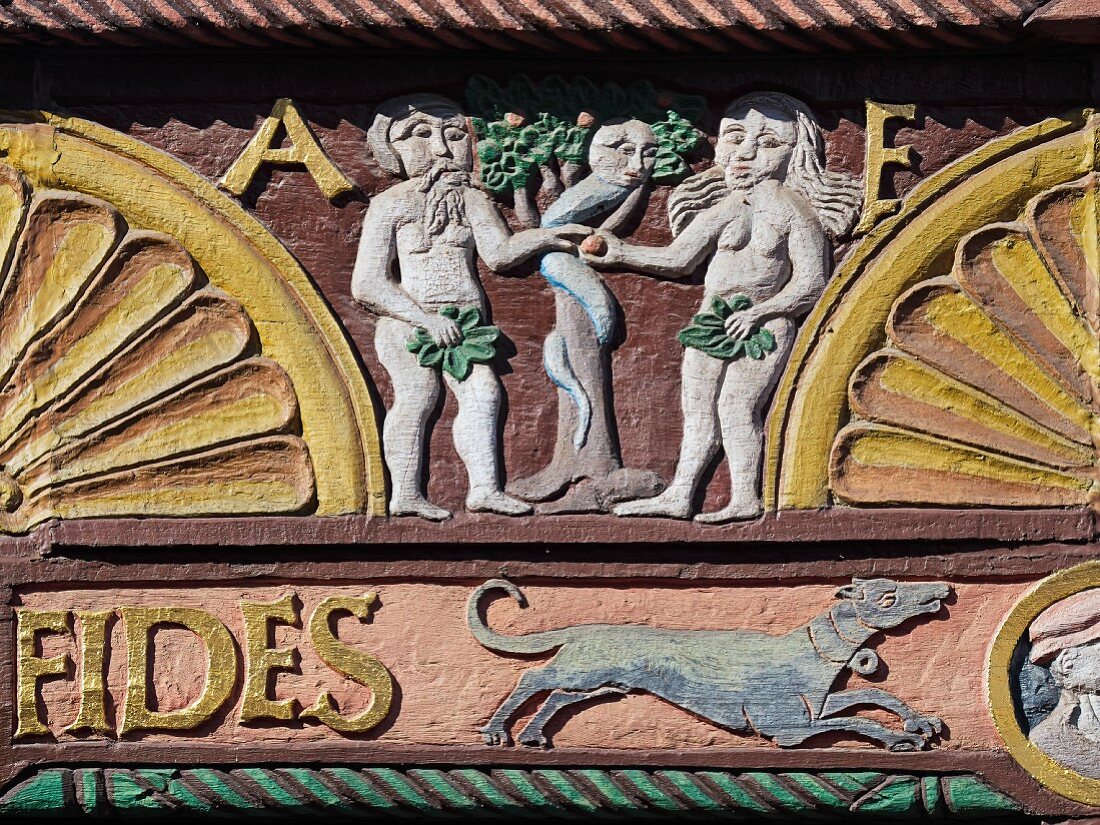 Die Tafel am 'Adam und Eva Haus' von 1560, Paderborn