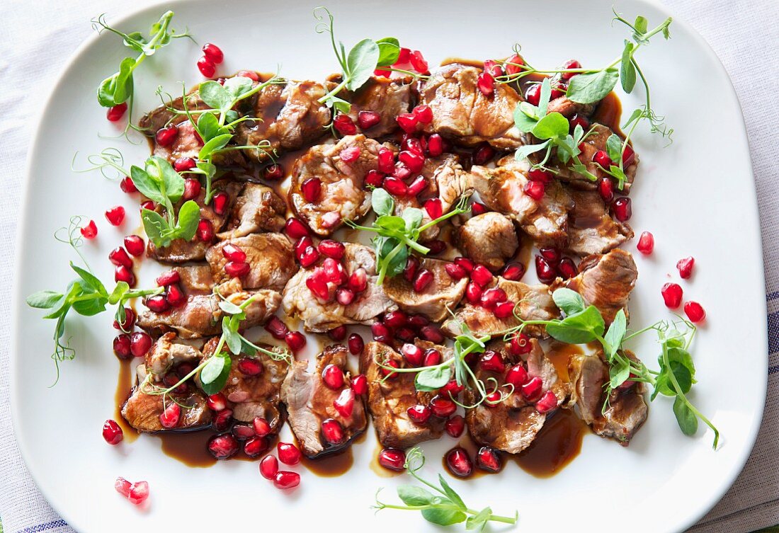 Lamb fillet with pomegranate seeds