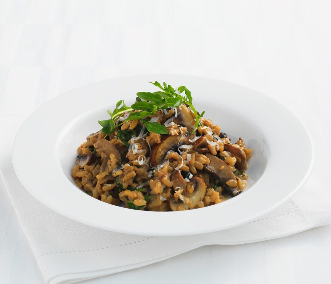 Pilzrisotto mit Rucola