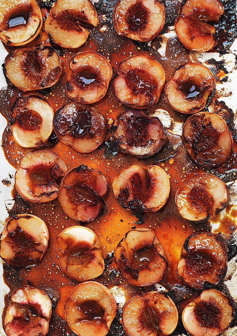 Roasted peaches (seen from above)