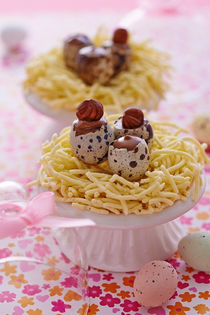 Chocolate quail's eggs for Easter