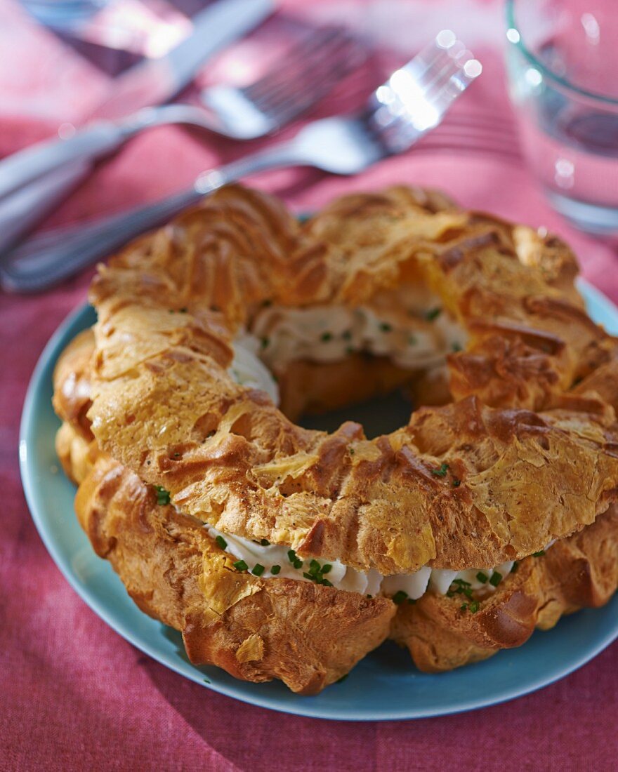 Choux dough pastry with a herb cream cheese filling (France)
