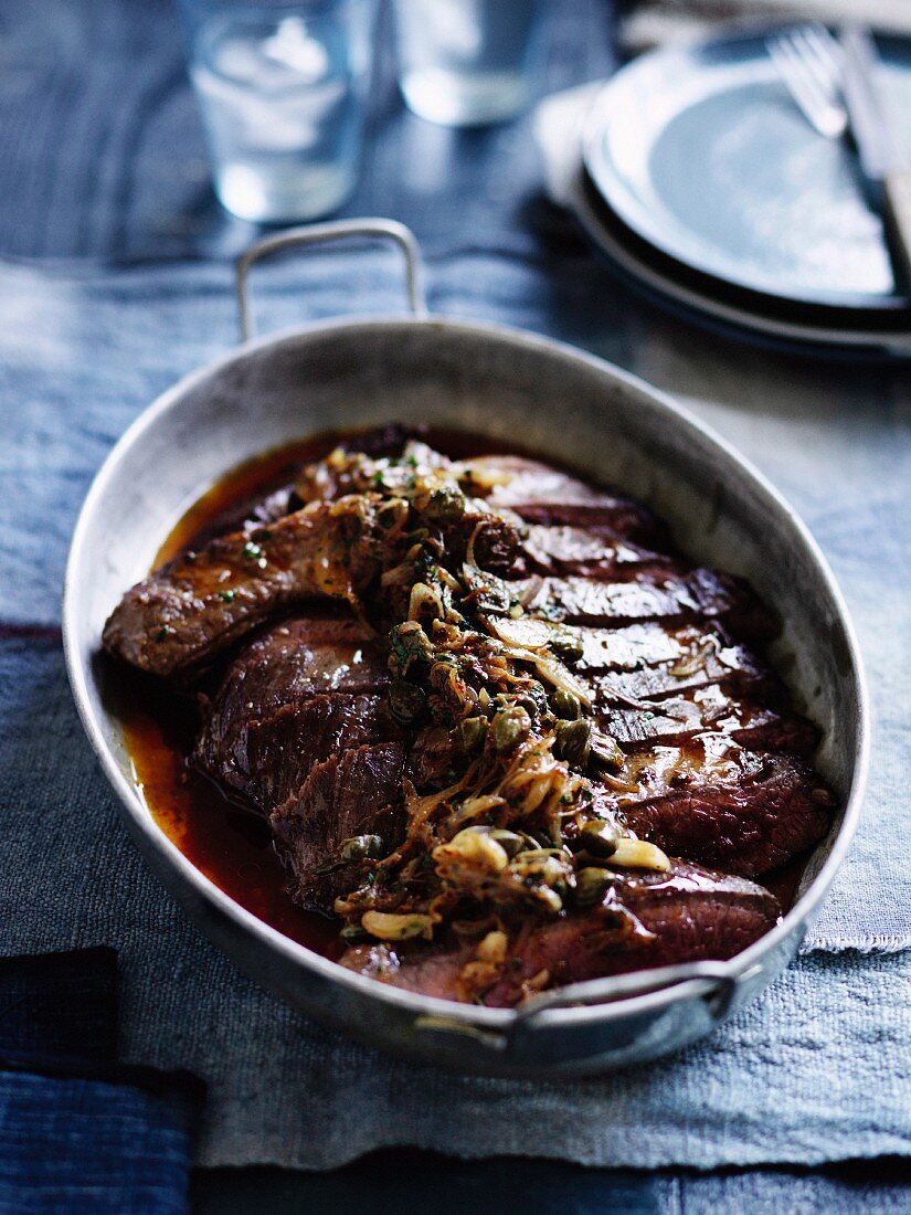 Beef steak with smoked anchovy butter