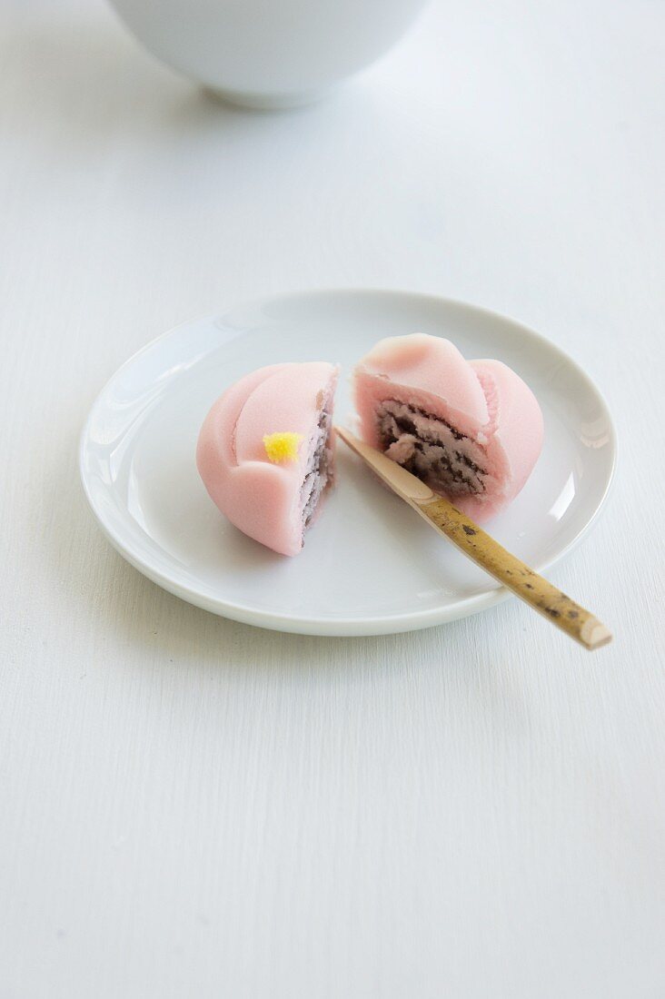 Wagashi plum (Japanese sweet)