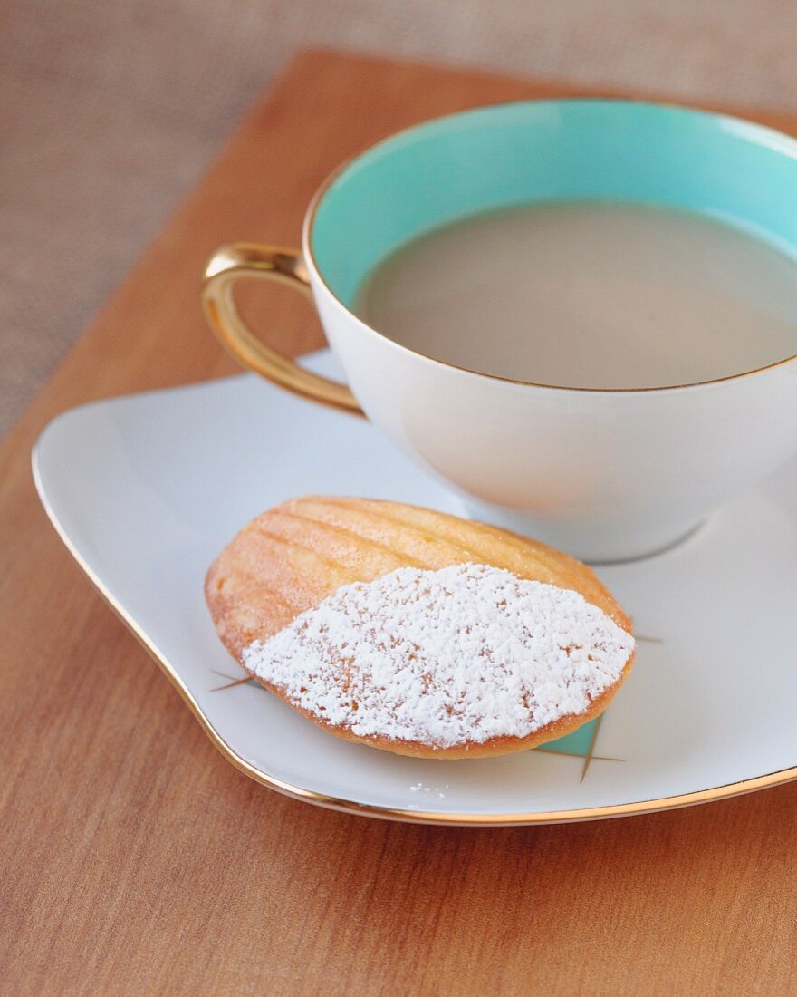 A madeleine and a cup of tea
