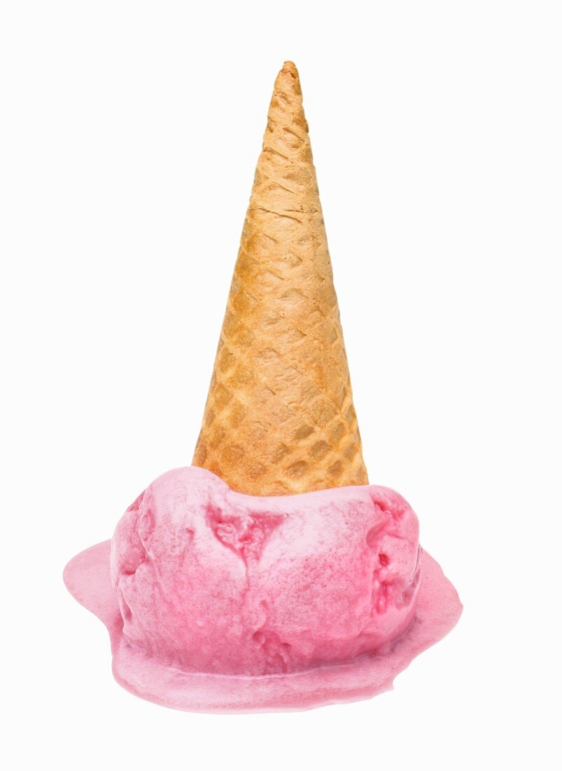 A fallen over ice cream cone