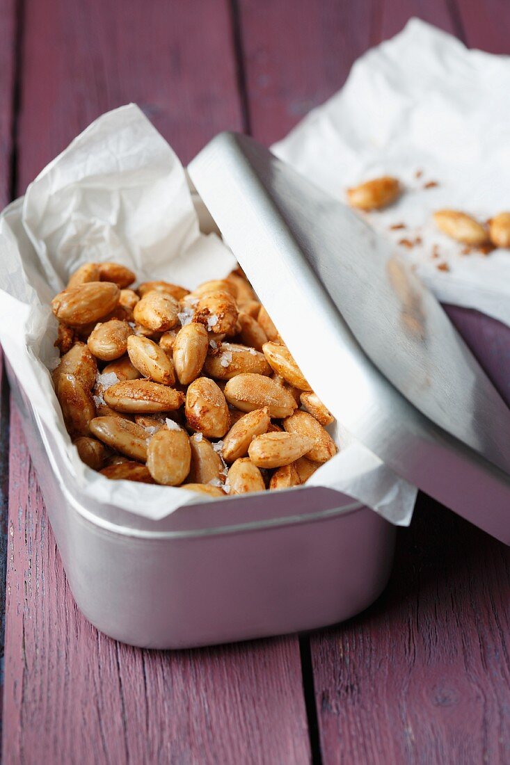 Homemade, oven-roasted spiced almonds