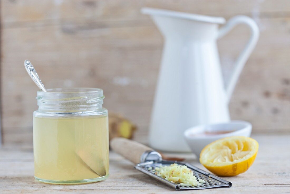 A jar of ginger and lemon honey