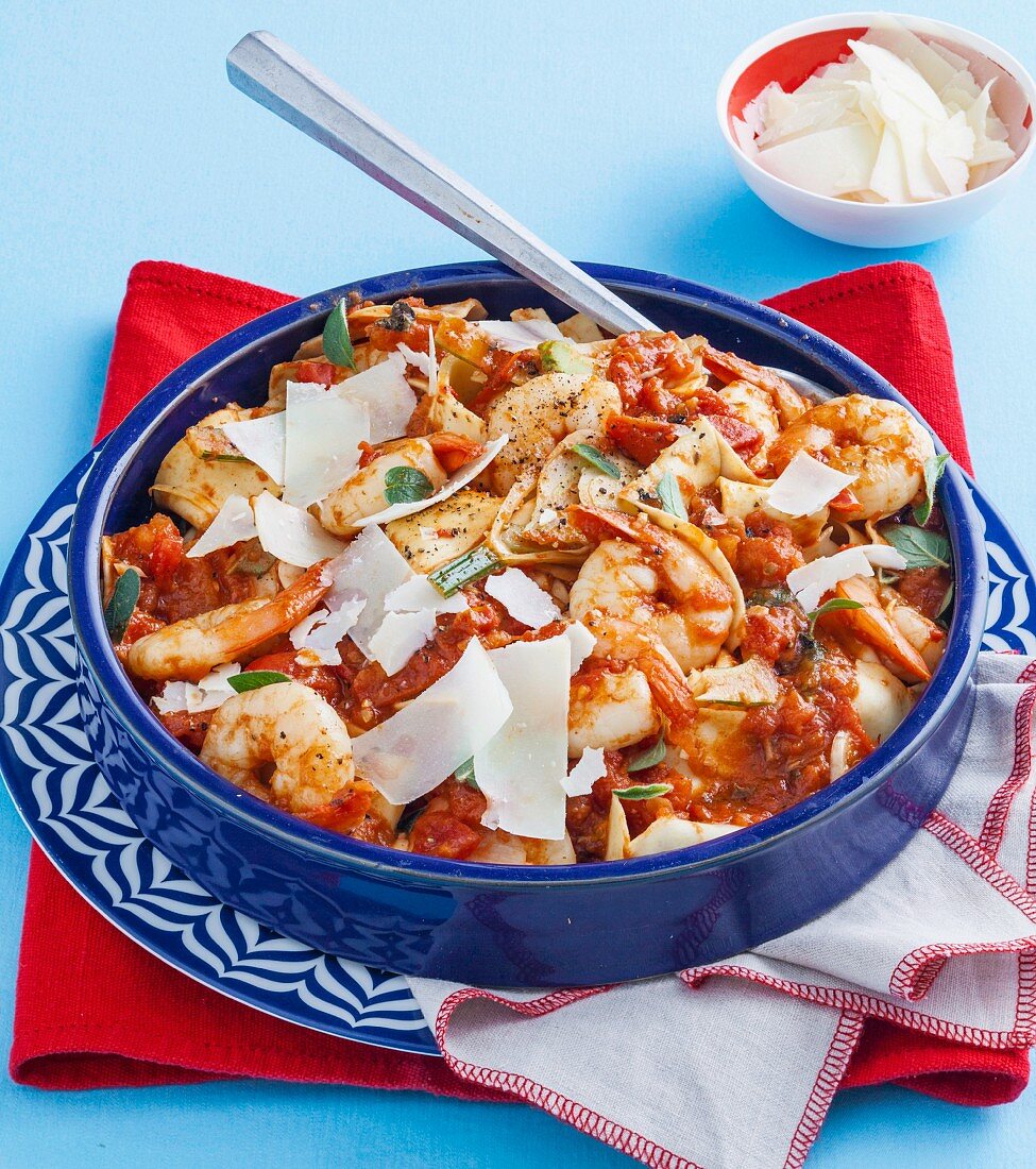 Pappardelle mit scharfer Garnelensauce