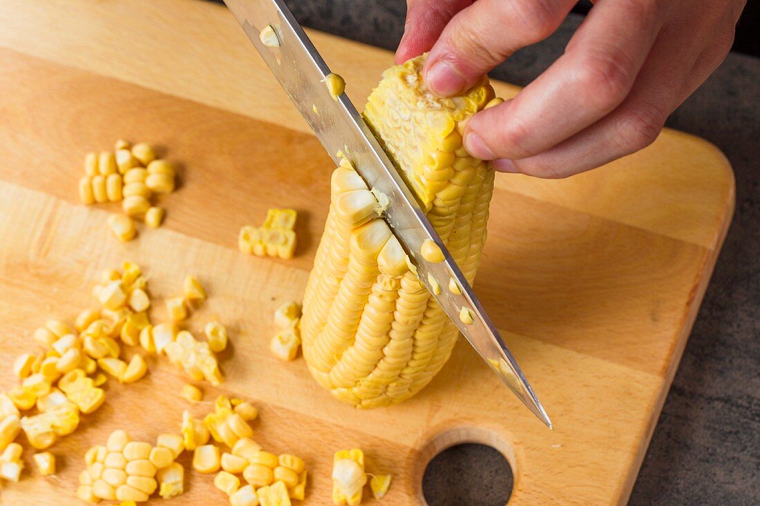 A corncob being shucked