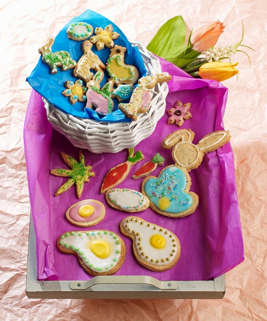 Almond biscuits decorated for Easter