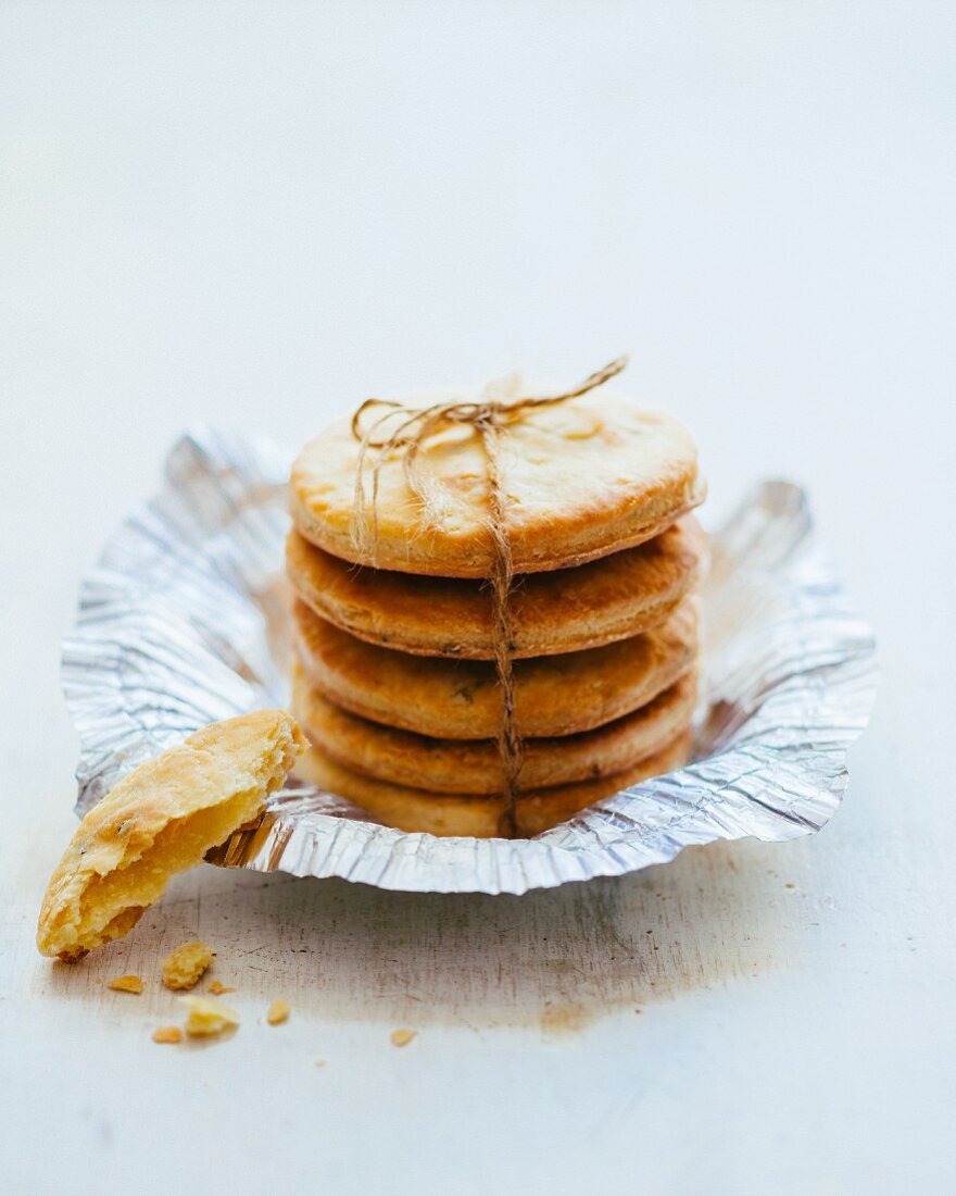 A stack of Parmesan biscuits